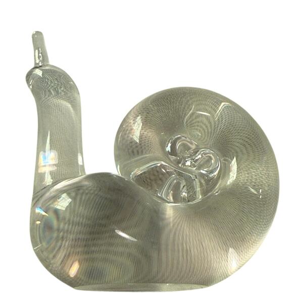 Steuben Snail Paperweight • Signed • Vintage Crystal Art Glass Figurine, 3” - Picture 3 of 10